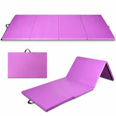 4 x10 Feet Folding Gymnastics Mat Yoga Pilates Mat with Carrying Handles for Fitness and Workout