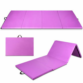 4 x10 Feet Folding Gymnastics Mat Yoga Pilates Mat with Carrying Handles for Fitness and Workout