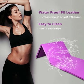 4 x10 Feet Folding Gymnastics Mat Yoga Pilates Mat with Carrying Handles for Fitness and Workout