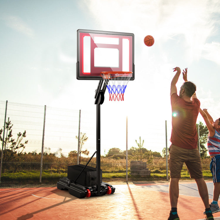 5-10 Feet Adjustable Height Basketball Hoop with Fillable Base and Wheels