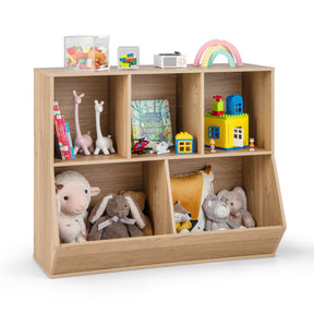 5-Cube Wooden Kids Toy Book Storage Organizer with Anti-Tipping Kits