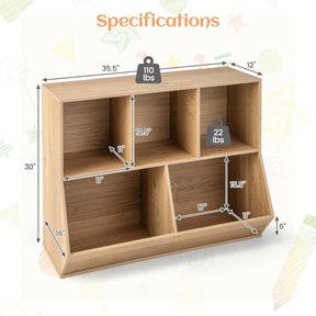 5-Cube Wooden Kids Toy Book Storage Organizer with Anti-Tipping Kits