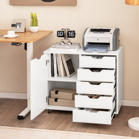 5-Drawer Rolling Storage Cart File Cabinet with LockableCasters for Home Office