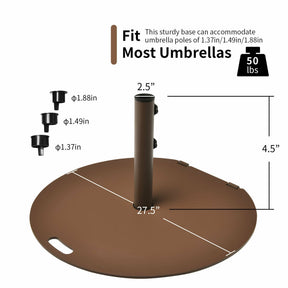 50 lbs Adjustable Umbrella Base Stand with Wheels for Outdoor Patio