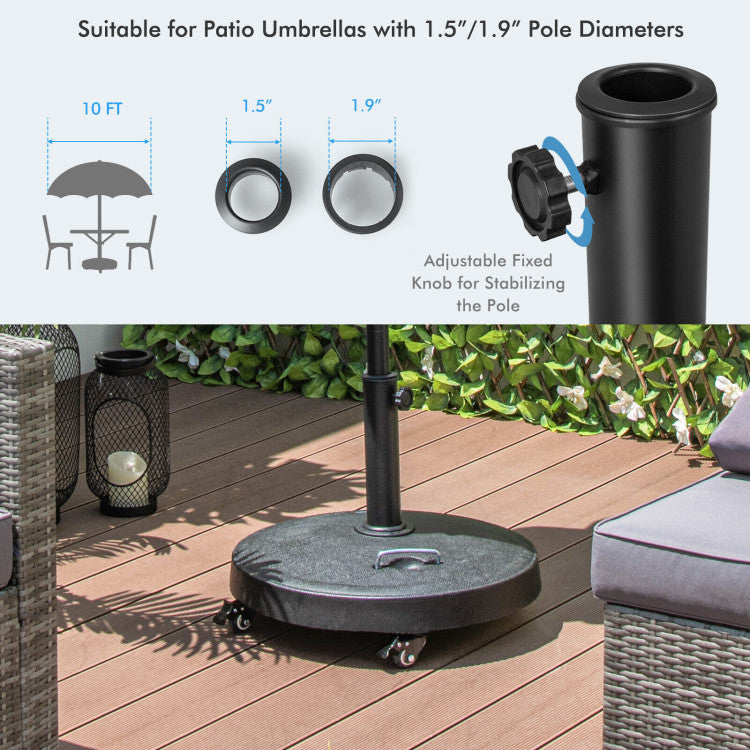 51LBS 20.5Inch Outdoor Umbrella Base with Wheels and Retractable Handles