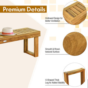 52 Inch Acacia Wood Dining Bench Outdoor Bench with Slatted Seat