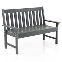 Hikidspace 52 Inch HDPE Outdoor Patio Bench with Backrest and Armrests_Gray