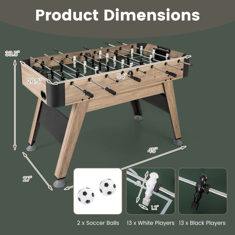 54 Inch Foosball Table Arcade Soccer Game Table with 2 Balls and 26 Players for Home Office Club