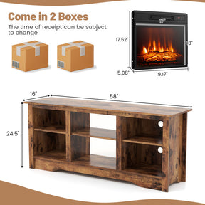 58 Inches TV Stand with 18 Inches Electric Fireplace Heater for Screen TVs Up to 65 Inches