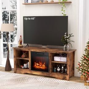 58 Inches TV Stand with 18 Inches Electric Fireplace Heater for Screen TVs Up to 65 Inches