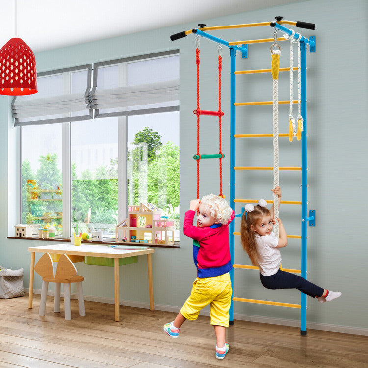 5 In 1 Kids Indoor Outdoor Gym Playground Swedish Wall Ladder