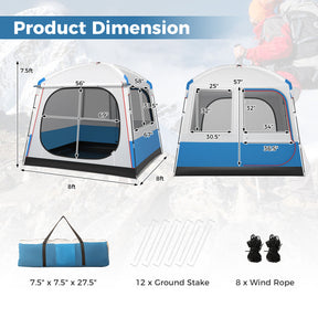 Hikidspace 5 Person 8x8 Ft Pop-up Camping Tent with Mesh Windows and Carrying Bag for Camping Hiking Traveling