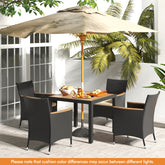 5 Pieces Outdoor Patio Dining Table Set for 4 Person with Umbrella Hole and Cushions