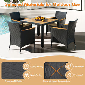 5 Pieces Outdoor Patio Dining Table Set for 4 Person with Umbrella Hole and Cushions