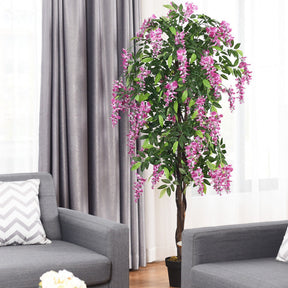 6-Feet Artificial Wisteria Silk Tree for Indoor and Outdoor