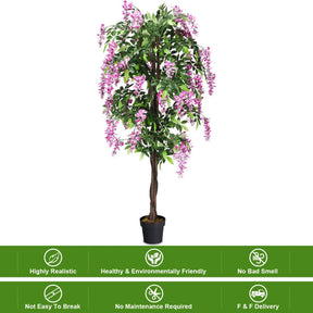 6-Feet Artificial Wisteria Silk Tree for Indoor and Outdoor