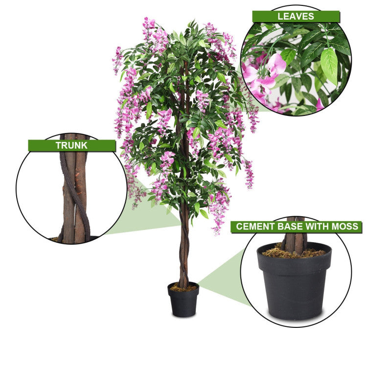 6-Feet Artificial Wisteria Silk Tree for Indoor and Outdoor