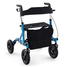 6-Level Adjustable Height Foldable Rolling Rollator Walker with Seat for Seniors