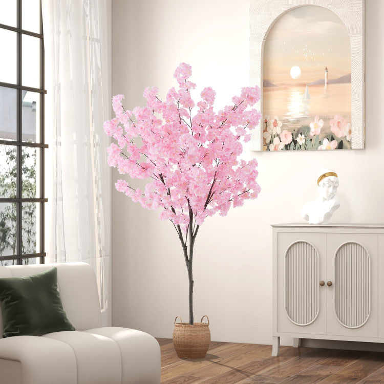 6.5 FT Tall Artificial Cherry Blossom Tree with 1170 Pink Flowers for Outdoor and Indoor