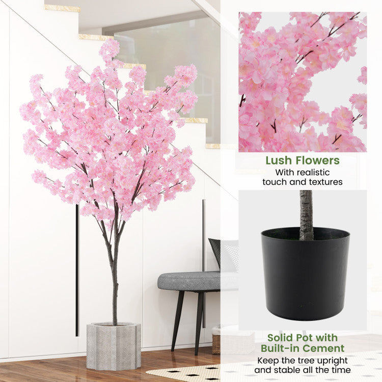 6.5 FT Tall Artificial Cherry Blossom Tree with 1170 Pink Flowers for Outdoor and Indoor