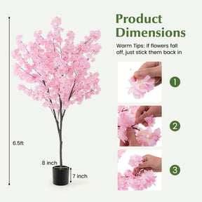 6.5 FT Tall Artificial Cherry Blossom Tree with 1170 Pink Flowers for Outdoor and Indoor