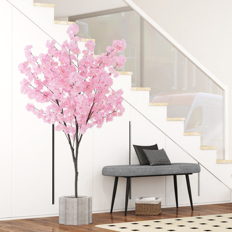 6.5 FT Tall Artificial Cherry Blossom Tree with 1170 Pink Flowers for Outdoor and Indoor