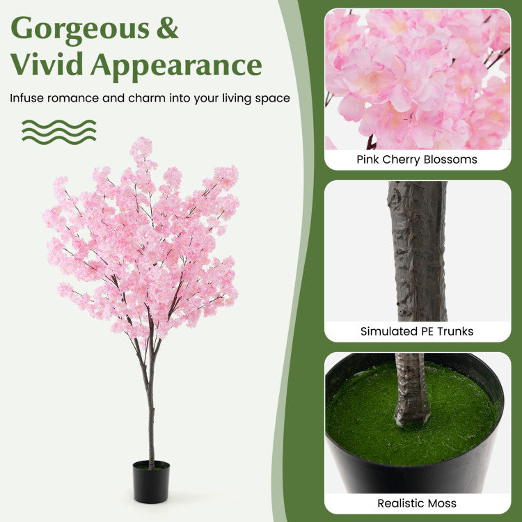 6.5 FT Tall Artificial Cherry Blossom Tree with 1170 Pink Flowers for Outdoor and Indoor