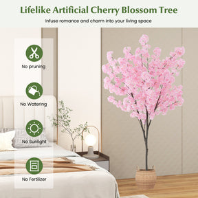 6.5 FT Tall Artificial Cherry Blossom Tree with 1170 Pink Flowers for Outdoor and Indoor