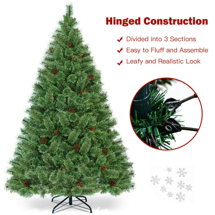 6 Feet Pre-Lit PVC Carolina Pine Artificial Christma Tree with LED Lights