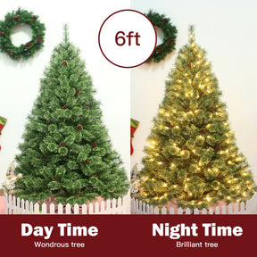 6 Feet Pre-Lit PVC Carolina Pine Artificial Christma Tree with LED Lights