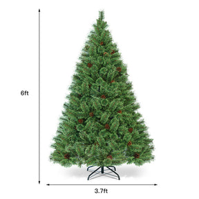 6 Feet Pre-Lit PVC Carolina Pine Artificial Christma Tree with LED Lights