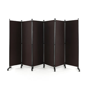 6 Panels 5.7 Feet Tall Rolling Room Divider with Lockable Wheels