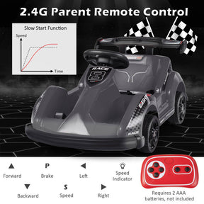 6V Kids Ride-On Go Cart with Remote Control and Safety Belt for 3+ Year Kids