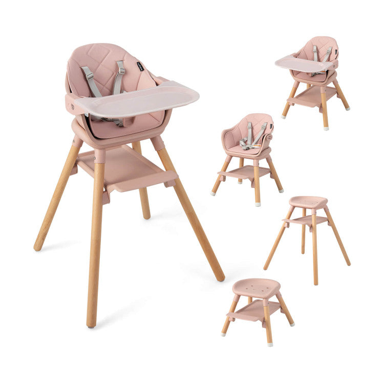 6 in 1 Convertible Nursery Highchair with Safety Harness and Removable Tray