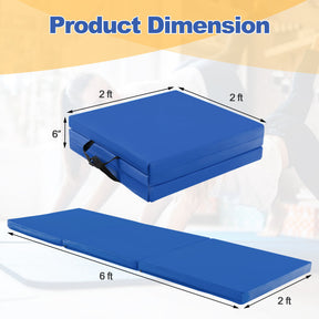 6 x 2 FT Tri-Fold Gym Mat with Handles and Removable Zippered Cover