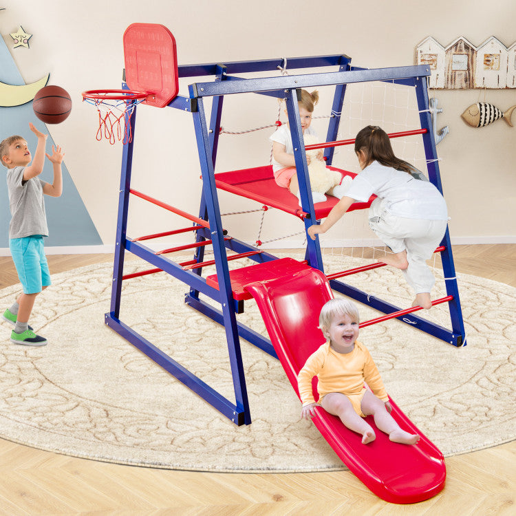 7-In-1 Metal Toddler Jungle Gym Climbing Slide Toys for 3-7 Years Old