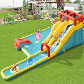 Hikidspace 7-in-1 Inflatable Dual Slide Water Park Bounce House With 750W Blower