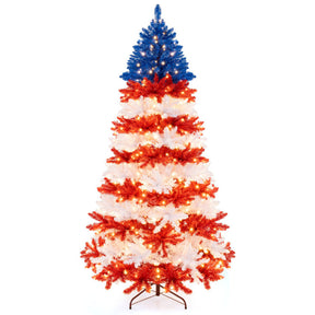 7.5 Feet Pre-Lit Artificial Christmas Tree with Warm White LED Lights