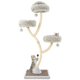 Hikidspace 70 Inch Tall Cat Tree 4-Layer Cat Tower with Detachable Cushions and Dangling Balls_Gray