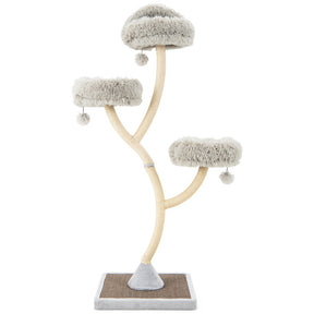 Hikidspace 70 Inch Tall Cat Tree 4-Layer Cat Tower with Detachable Cushions and Dangling Balls_Gray