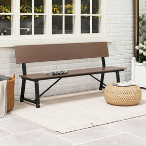 72 Inch Extra Long Outdoor Bench with All-Weather HDPE Seat & Back for 4 Person