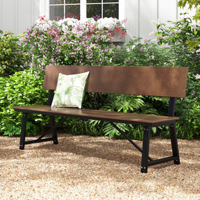 72 Inch Extra Long Outdoor Bench with All-Weather HDPE Seat & Back for 4 Person