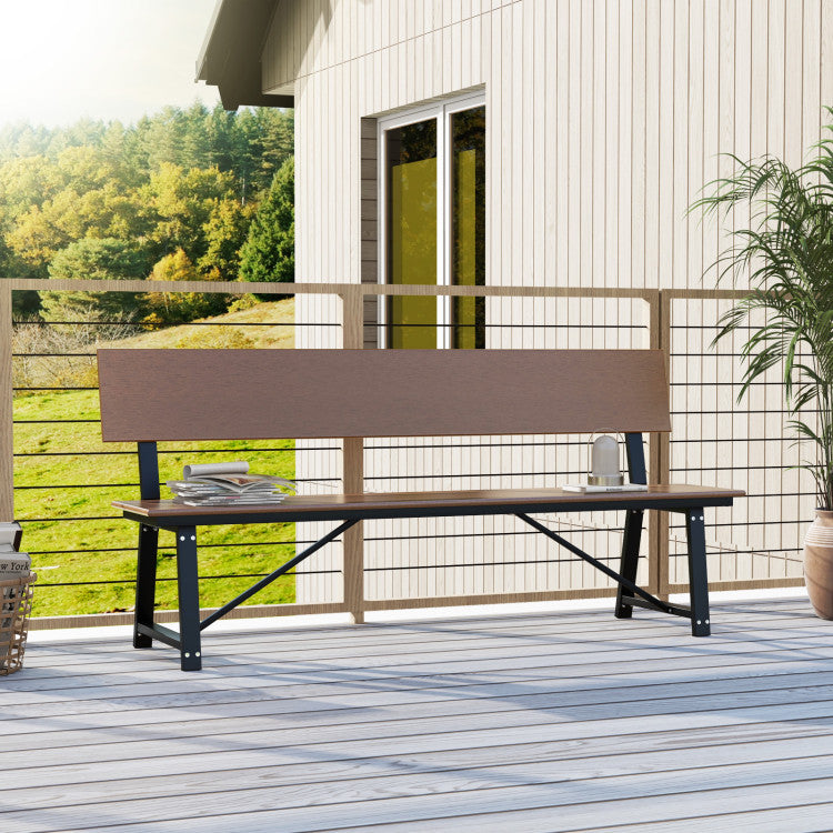 72 Inch Extra Long Outdoor Bench with All-Weather HDPE Seat & Back for 4 Person