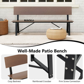 72 Inch Extra Long Outdoor Bench with All-Weather HDPE Seat & Back for 4 Person