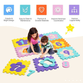 Hikidspace 75 Pieces of Baby Foam Play Mat with Fence with Detachable Numbers