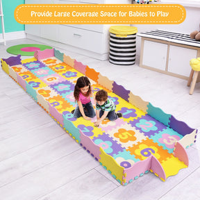 Hikidspace 75 Pieces of Baby Foam Play Mat with Fence with Detachable Numbers