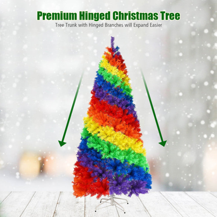 7 Feet Artificial Hinged Traditional PVC Christmas Tree with Metal Stand