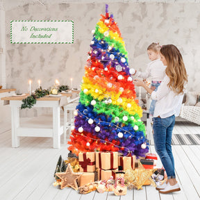 7 Feet Artificial Hinged Traditional PVC Christmas Tree with Metal Stand