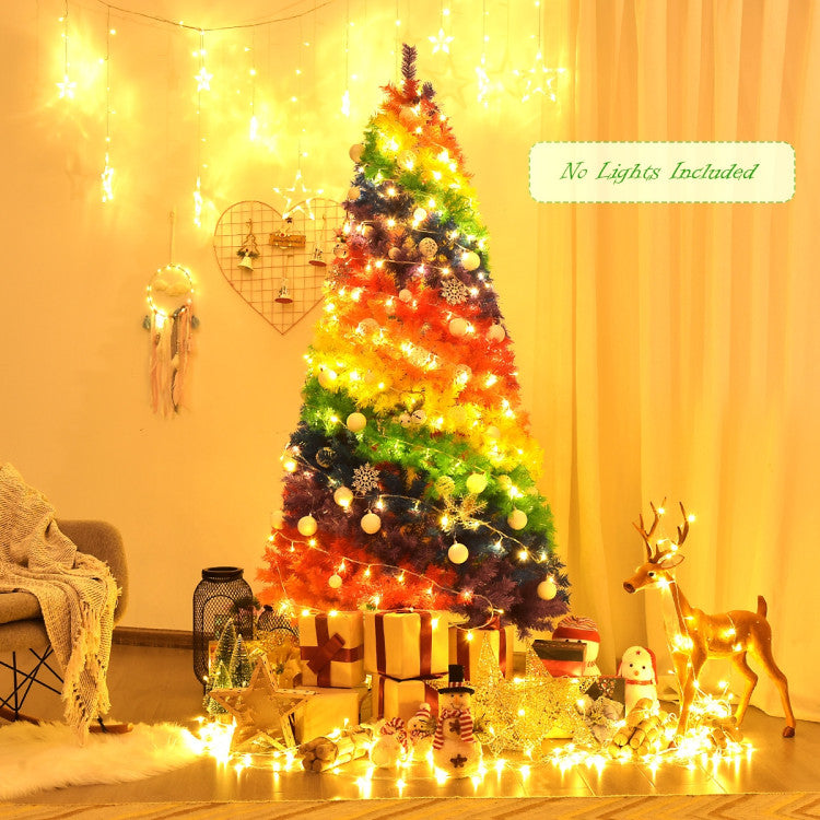 7 Feet Artificial Hinged Traditional PVC Christmas Tree with Metal Stand