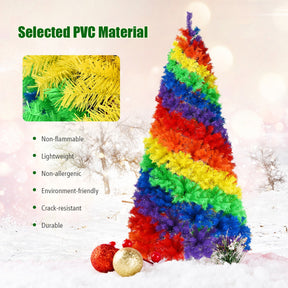 7 Feet Artificial Hinged Traditional PVC Christmas Tree with Metal Stand